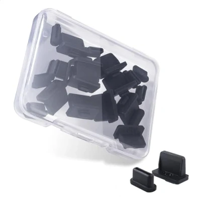 Obrázek Cable Matters Combo Pack USB C und Port Abdeckungen 10x A &amp; in Schwarz (USB Staubschutz, Kappen, Anti Schutzstöpsel)