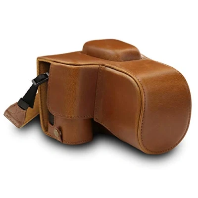 Obrázek MegaGear MG1537 Nikon D3500 Ever Ready Leder Kamera Case mit Trageriemen Hellbraun