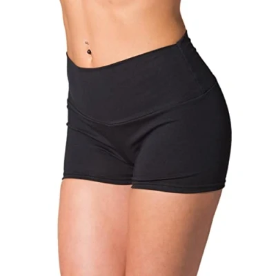Obrázek Alkato Dámské sportovní šortky s vysokým pasem Hotpants cyklistické kalhoty, černá