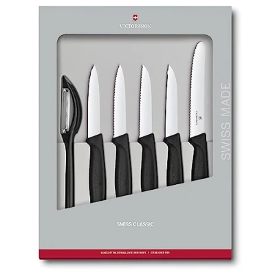 Obrázek Victorinox, 6dílná sada nožů na zeleninu Swiss Classic, extra ostrá čepel, robustní plastová rukojeť, nerezová, Made