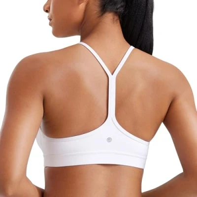 Obrázek CRZ YOGA Dámská Butterluxe racerback sportovní podprsenka vycpaná bez kostic Y záda jóga letní prodyšná špagetová top, bílá