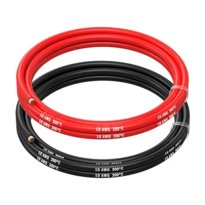 Obrázek MMOBIEL 10 AWG Silikonový elektronický kabel gauge (5,26 mm²) Pocínovaný měděný 2 oddělené kabely červený a černý Každý 1,5 m / 5 ft pro RC, drony, 3D tiskárny, baterie,