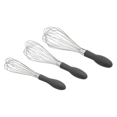 Obrázek Amazon Basics Sada metliček z ušlechtilé oceli, 3 kusy, šedá, stříbrná, šedá/stříbrná