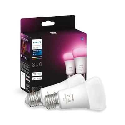 Obrázek Philips Hue White &amp; Color Ambiance E27 LED Lampen 2 er Pack (806 lm), dimmbare Leuchtmittel für das Lichtsystem mit 16 Mio. Farben, smarte Lichtsteuerung über Sprache und App