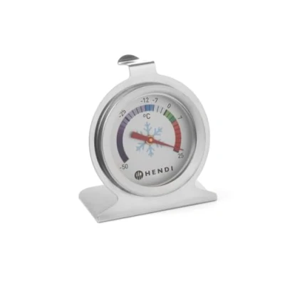 Obrázek HENDI Teploměr chladničky, digitální teploměr, vodotěsný, skříň, rozsah měření 50 C až +25 C, stupeň 2,5 6 x 7 cm, nerezová ocel, stříbrná