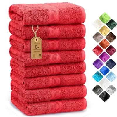 Obrázek NatureMark sada 8 ručníků, 100% bavlna, 50 x 100 cm, červená ručníků