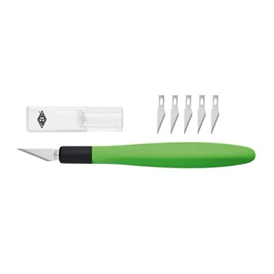 Obrázek WEDO 7852199 Cutter Skalpell Comfortline břit s měkkou rukojetí, včetně 5 výměnných čepelí a ochranného víčka, zelená/černá