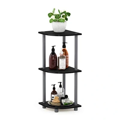 Obrázek Furinno Eckregal Mehrzweckregal mit 3 Ebenen, holz, Schwarz/grau, 29.46 x 75.18 cm
