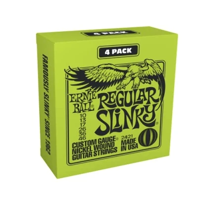 Obrázek Ernie Ball Regular Slinky Nikl Wound E kytarové struny, balení 4 ks, tloušťka 10 46