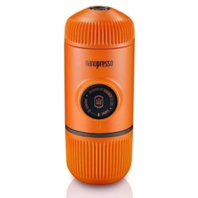 Obrázek WACACO Přenosný kávovar na espreso Nanopresso, upgrade verze Minipresso, tlak 18 barů, malý rýžovou kávu, bez ochranného pouzdra, manuální, pro stanování a turistiku, oranžový