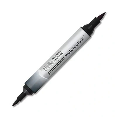 Obrázek Winsor &amp; Newton akvarelové zvýrazňovače 0201465 2 hroty, štětec a jemný hrot, stálý na světle, vysoce pigmentované barvy pro kaligrafii, kresby Paynes šedá