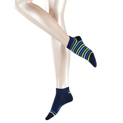 Obrázek ESPRIT Dámské Mixed Stripe balení 2 ks tenisek bavlna černá bílá mnoho dalších barev zesílené ponožky do se vzorem, prodyšné, tenké, jemné, jednobarevné a pruhované, v multibalení, páry, Modrá (námořnická 6120)