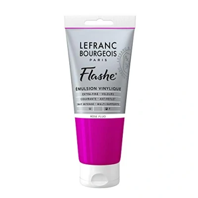 Obrázek Lefranc Bourgeois 300522 Flashe akrylová barva &amp; vinylová barva, vysoce pigmentovaná, elastická, stálobarevná, odolná proti stárnutí, matná, pro vnitřní i venkovní použití, 80 ml tuba fluorůžová