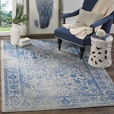 Obrázek SAFAVIEH Distressed Teppich für Wohnzimmer, Esszimmer, Schlafzimmer Adirondack Collection, Kurzer Flor, Grau und Blau, 122 X 183 cm