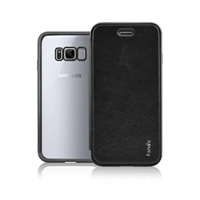 Obrázek FONEX Sparkling Klapphülle aus weichem TPU und Kanten mit Metallic Effekt für Samsung Galaxy S8 Plus, schwarz