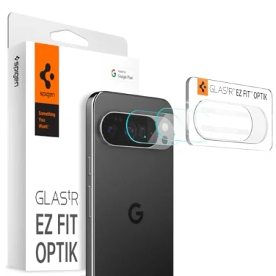 Obrázek Spigen Sklo. tR EZ Fit Optická ochrana kamery kompatibilní s Google Pixel 10 Pro, 2 kusy, křišťálově čirá, po celém obvodu, proti poškrábání, tvrdost 9H ochranná fólie