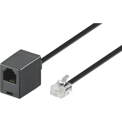 Obrázek Goobay 68257 modulární připojovací kabel 10 metrů, černý, konektor RJ11/RJ14 (6P4C) na zdířku RJ11