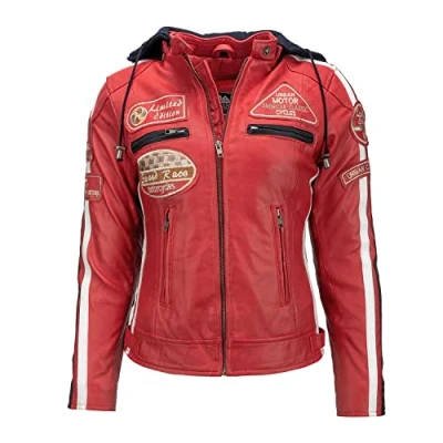 Obrázek URBAN 5884 Motorradjacke Damen Mit Protektoren, Damenjacke aus Lammleder, Protektoren für Rücken, Schultern und Ellenbogen