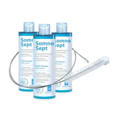 Obrázek SomnoSept CPAP Reinigungspaket 3x Reiniger 400 ml und 1x oxyhero brush Edelstahl Schlauchbürste 120 cm, 19 mm Durchmesser Gründliche Reinigung von Maske Schlauch