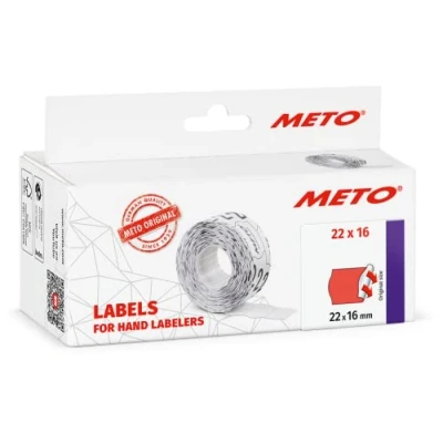 Obrázek Meto etikety pro ruční z Kreslíři 9506161 (22 x 16 mm, 2 buňky, 6 000 kusů, trvale držící, Meto, Contact, SATO, Avery, Tovel, Samark atd.) rolí, Fluorově Červená