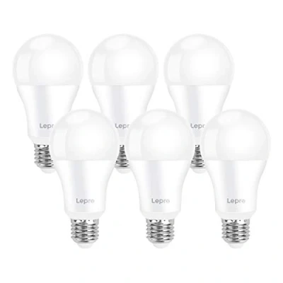 Obrázek Lepro 13. 5W E27 LED teplá bílá, nahrazuje 100W halogenovou žárovku, 1521 lumenů žárovka E27, 2700 K bílá A60 žárovka, 200 úsporná nestmívatelná, 6 kusů [energetická třída E]