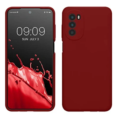 Obrázek kwmobile pouzdro kompatibilní s Motorola Moto G52 / G82 5G silikonové na mobil měkký povrch bezdrátové nabíjení červená rebarbora