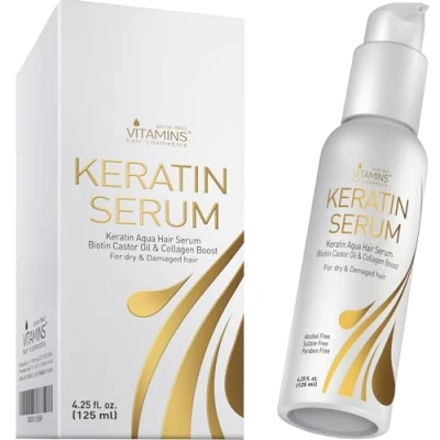 Obrázek Vitaminové vlasové sérum keratin péče o vlasy Biotin, kolagen a Castor Oil Anti Frizz kokosový olej ochrana proti horku Finish Protein Treatment pro rozbité suché