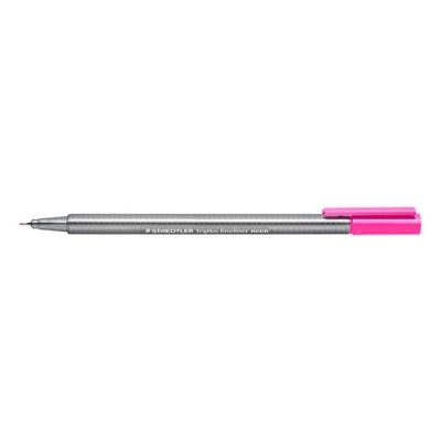 Obrázek STAEDTLER 334 221 Triplus Fineliner (trojúhelník, super jemný, kovový olemovaný hrot, šířka čáry cca 0,3 mm, 10 kusů) neonově růžová