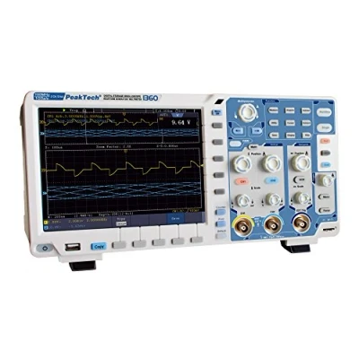 Obrázek PeakTech 100 MHz 2kanálový 12bitový dotykový displej digitální paměť osciloskop 1 GS/S s WLAN/WiFi, USB, Lan, VGA, PC software, multimetr, 25MHz generátor a počítadlo frekvence, akumulátor opt, kus,