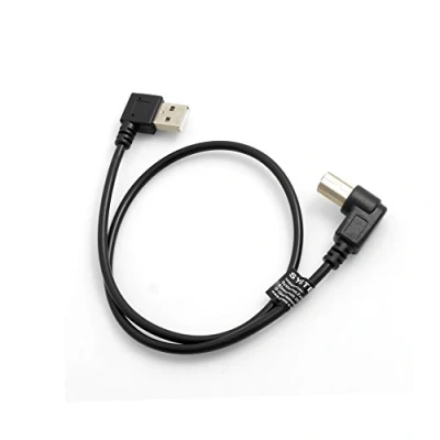 Obrázek System S USB A konektor 90 stupňů vlevo závitovaný na typ B vpravo adaptér kabel 50 cm