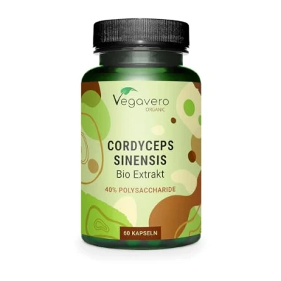 Obrázek Bio Cordyceps sinensis 650 mg extraktu CS 4 (22:1) 30% polysacharidy bez přísad Německá výroba od Vegavero® 60 kapslí