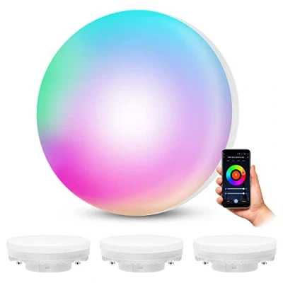 Obrázek SSC LUXon 4 kusy Smart Home WiFi LED žárovky GX53 stmívatelné s RGB a bílými odstíny světelný zdroj kompatibilní Alexa, Siri &amp; Google