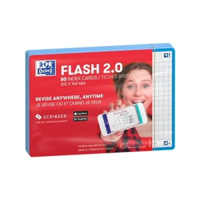Obrázek Oxford FLASH 2.0 Karteikarten A6, Lernkarten, 105x148mm, kariert, türkis, 80 Blatt