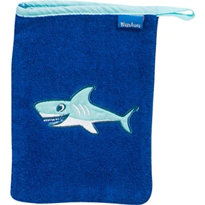 Obrázek Playshoes Unisex dětské 340083 froté žínka žralok, 7 modrá, 15x20 cm, modrá.