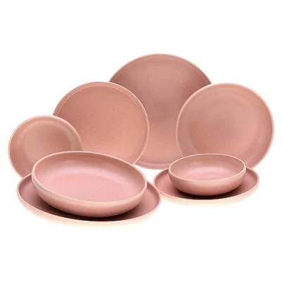Obrázek CreaTable, 10337, Série Uno černá + zelená, 8dílná sada nádobí, talířů z kameniny, vhodné do myčky a mikrovlnné trouby, vyrobeno v Portugalsku