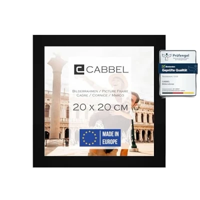 Obrázek CABBEL Rámeček 20 x cm, černý, stabilní MDF dřevěný rám, nerozbitné plexisklo, k zavěšení a postavení, ideální pro fotografie/obrázky/koláž