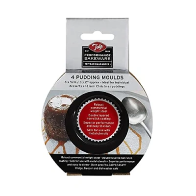 Obrázek Tala Performance Mini Puddingformen, 4 Stück, 8 x 5cm, hergestellt aus Karbonstahl von professioneller Stärke mit Eclipse Premium Antihaftbeschichtung, Kuchenformen, ideal für Biskuits