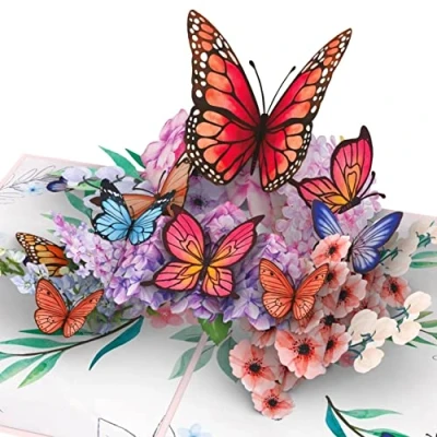 Obrázek papercrush® Pop Up přání lásky motýli na květinách 3D Ich liebe Dich Valentinskkarte für sie (žena, přítelkyně), blahopřání k narozeninám pro maminku a babičku, výročí, uzdravení