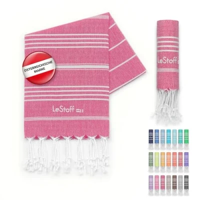 Obrázek LeStoff Premium hamam ručník 50 x 100 cm 100% bio bavlna, předpraný, udržitelný, lehký, kompaktní, savý a rychleschnoucí do koupelny, pro hosty, obličej, sport, cestování, kempování