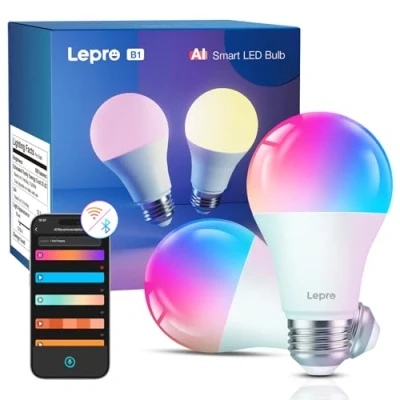 Obrázek Lepro AI Smart žárovka B1, E27 8. 5W 806lm stmívatelná, hlasové ovládání/hudba synchronizace velkým hlasovým modelem LLM, WiFi &amp; Bluetooth Bulb, kompatibilní s Alexa/Google Assistant, 2