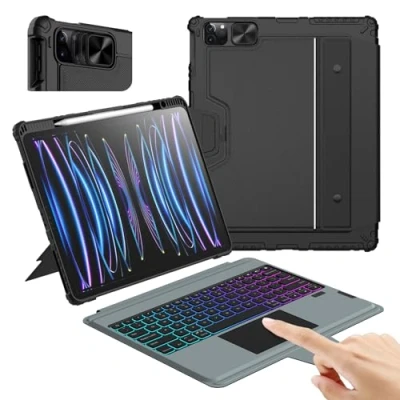 Obrázek Nillkin Pouzdro na klávesnici kompatibilní s ipad Air 13 palců (M2,2024), Pro 12, 9 6/5/4/3 G, multi dotykový trackpad, posuvný kryt fotoaparátu, odnímatelná klávesnice podsvícením 7