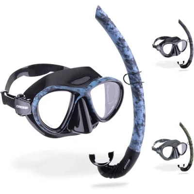 Obrázek Cressi Metis &amp; Corsica Camouflage Kombi Set zum Angeln und Freitauchen, Maske Korsika Schnorchel, Tarnblau, Einheitsgröße, Unisex Erwachsene