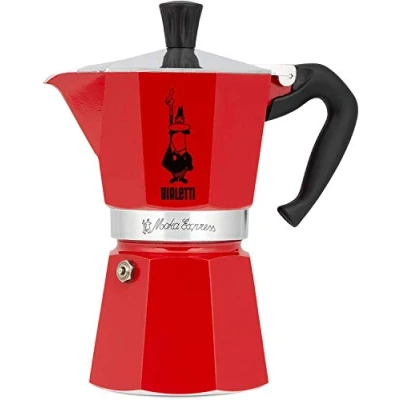Obrázek Bialetti moka Color: Ikonický kávovar na sporák, dělá pravou italskou kávu, konvice 3 šálky (130 ml), hliník, červená