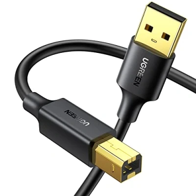 Obrázek UGREEN kabel k tiskárně USB skener typ B připojovací tiskárna A na konektor Printer Cable kompatibilní s HP, Canon, Epson, Lexmark, Brother, Dell pozlacené kontakty (3 m)