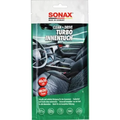 Obrázek SONAX Clean+Drive TurboVnitřní utěrka 45 x 50 displej pultu (1 kus) Uvnitř čisticí hadřík pro všechny hladké a drsné povrchy v interiéru č. výr. 04130000