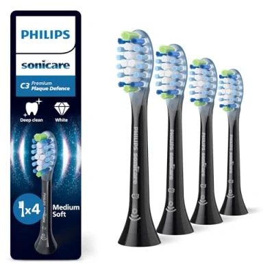 Obrázek Philips Sonicare C3 Premium Plaque Defense, originální náhradní hlavice kartáčku, černé, balení po 4 kusech, HX9044/88