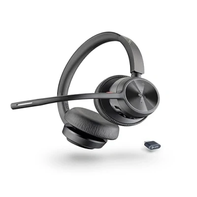 Obrázek Bezdrátová sluchátka Poly Voyager 4320 UC stereo s ramenem na mikrofon Noise Cancelling spojení PC/Mac/mobilním telefonem přes Bluetooth kompatibilní týmy, zoomem a dalšími