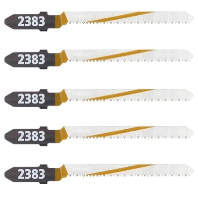 Obrázek wolfcraft 5 listů do přímočaré pily HCS I 2393000 na dřevo, laminát, dřevotřískové desky čistý řez v zatáčkách Made in Germany stopka ve tvaru T