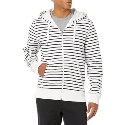 Obrázek Amazon Essentials Herren Fleece Kapuzenpulli mit durchgehendem Reißverschluss (erhältlich in den Größen Big &amp; Tall), Weiß Streifen, XL
