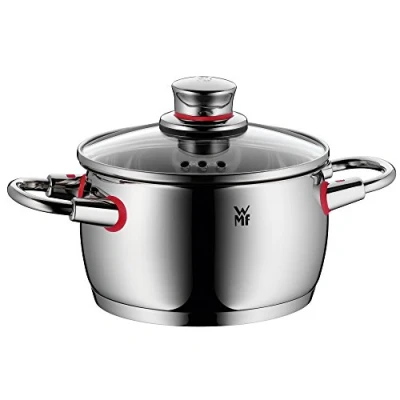 Obrázek WMF malý hrnec na vaření Quality One 16 cm, se skleněnou poklicí s otvorem pro páru, těstoviny, maso, indukční 2 l, nerezová ocel Cromargan, leštěná, bez povrchové úpravy